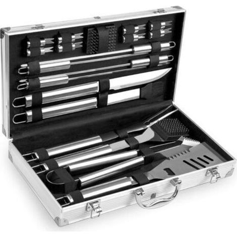 Grillset aus Edelstahl – Aufbewahrungskoffer aus Aluminium – Professionelles Grillbesteck – 18-teiliges Set (1/5)
