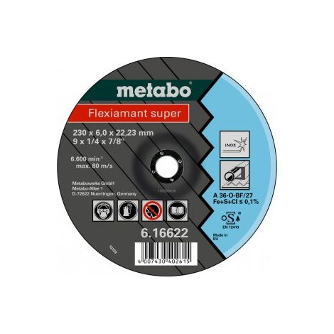 Mola abrasiva METABO Flexiamant SUPER 100x6,0x16,0 INOX, SF 27 - 616735000 616735000