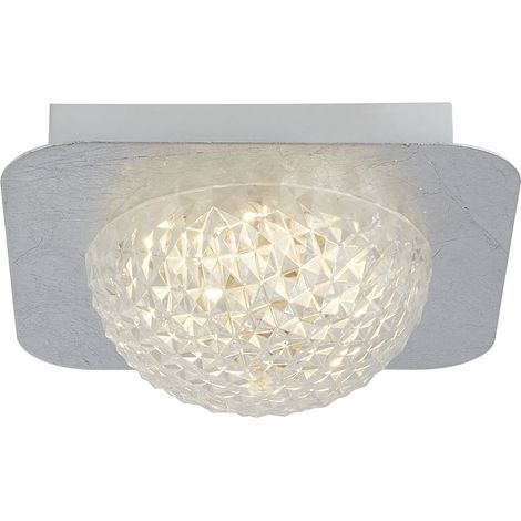 Searchlight Celestia Plafoniera Led Quadrata 1 Luce - Foglia Argento Con Acrilico Trasparente (1/5)