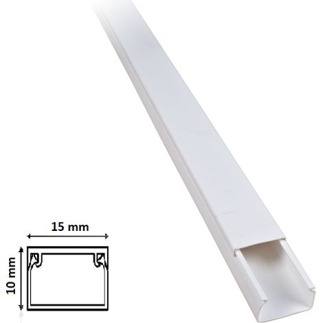 2 mt Canalina per cavi elettrica 15x10 mm in plastica passacavi bianco coprifili a parete con copertura CANALINA