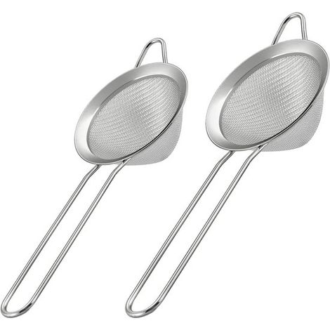 Setaccio a maglia fine, setaccio conico, colino da cocktail in acciaio inox, colino per foglie di tè con manico, set da 2 pezzi per caffè e farina (1/5)