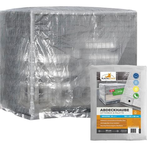 Gitterboxabdeckhaube Breite 850 x Länge 1250 mm transparent Gewicht 3,8 kg mit Reißverschluss (1/3)
