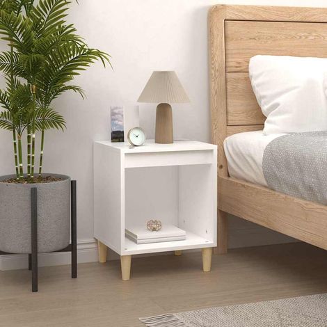 Table de chevet-Table de nuit Blanc 40x35x50 cm Bois d’ingénierie 738592 (1/5)