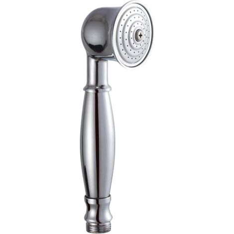 Pommeau de douche à main rétro en cuivre chromé, douchette de salle de bain avec buses en silicone souples et raccord universel (1/4)