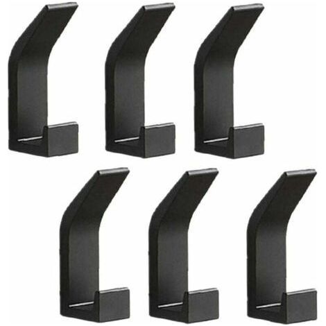 Set of 6 wall hooks, towel hooks, door hooks, no drilling required, aluminum coat hooks, self-adhesive wall-mounted coat rack, black