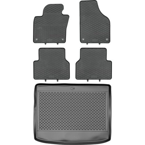 Ensemble de tapis de sol en caoutchouc pour Volkswagen Tiguan I SUV (2007-2016) + tapis de coffre