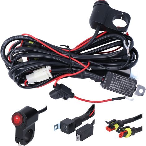 faisceau de câblage de commande de relais d'éclairage de moto, interrupteur réversible à un ou deux fils pour projecteur de moto (contrôle trois modes) (J0006). (1/5)