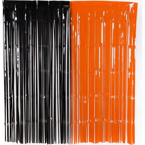 Décoration d'Halloween, décor en soie noire et orange représentant une scène de pluie. (1/5)