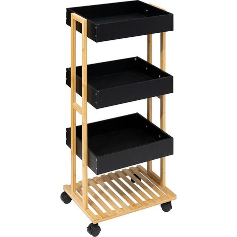 Credenza naturéo a 4 livelli su rotelle, acacia nera  - 5five
