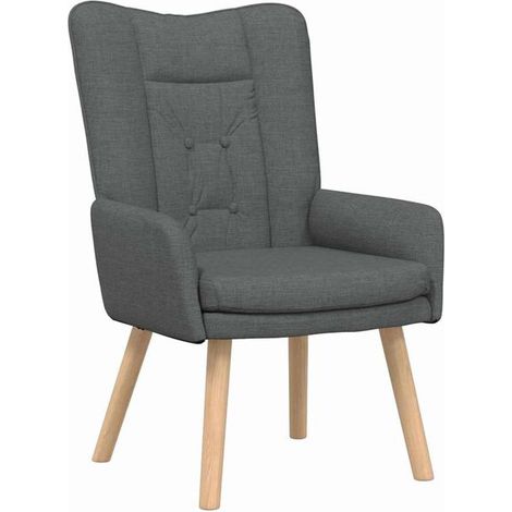 Fauteuil gris foncé, 63 x 67 x 94 cm, tissu et contreplaqué. (1/5)