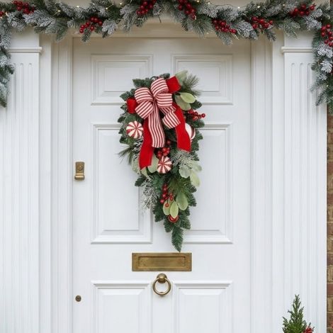 Festive Ribbon Candy Christmas Door Hanger (1/2)