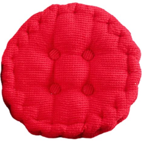 1 Coussin de chaise rond, velours côtelé rouge, garniture coton EPE, lavable, pour intérieur extérieur bureau terrasse (1/5)
