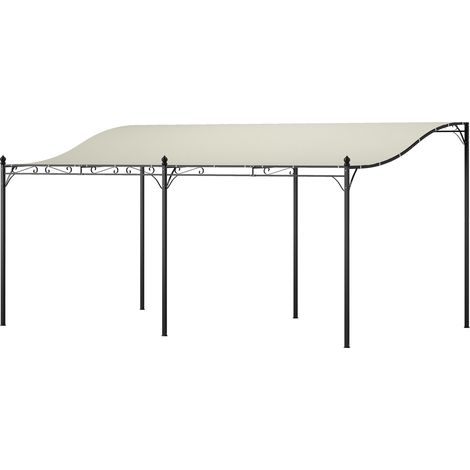 Pergola 3 x 5 m avec toit imperméable et cadre métallique crème