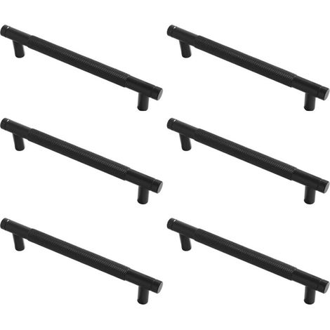 Gerändelte Möbelgriffe, Küchenschrankgriffe, Schubladengriffe, 160 mm Lochabstand, 6 Stück (schwarz) (1/5)