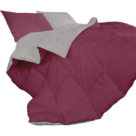 Piumino invernale caldo piumone 3 misure double face microfibra anallergico  BordeauxPanna - Piazza e mezza (1/3)