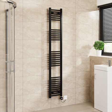 Touch Screen Thermostatic Towel Rail Curved Black 1800x300mm