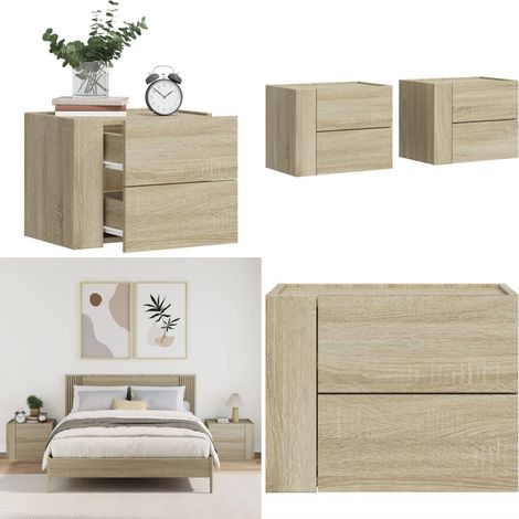 Wand-Nachttische 2 Stk. Sonoma-Eiche 45x30x35 cm - Wandregal - Holznachtttisch - Nachtschränkchen - Wohnzimmereinrichtung - Schlafzimmermöbel - Home & Living (1/5)