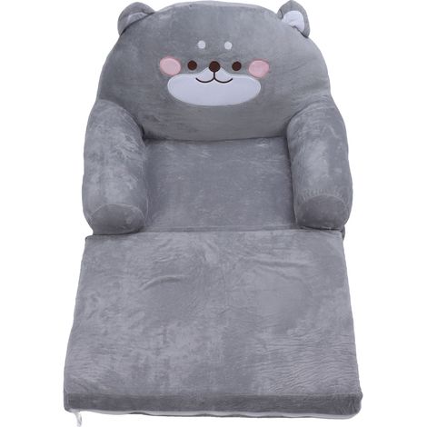 Klappbares Kindersofa mit grauem Hunde-Muster, mit breitem Griff, weich und atmungsaktiv, ideal zum Lesen, Entspannen und Schlafen (2-lagig). (1/5)
