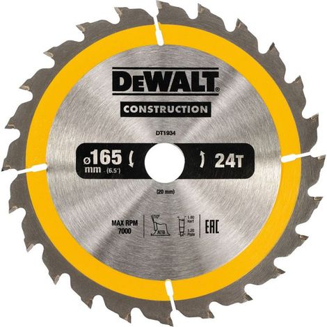 Sägeblatt zum Schneiden von Holz 165 mm Konstruktionssägeblatt Dewalt DT1934