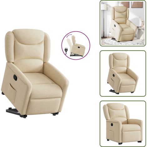 Inclinable Fauteuil inclinable Crème Tissu - Fauteuil Inclinable - Fauteuils ...
