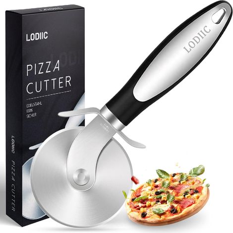 1 Roulette à pizza,Acier inoxydable,Poignée silicone antidérapante,Coupe précise,Pour pizzas pâtes pâtisseries (1/5)