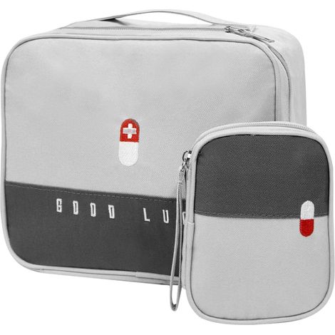 2 Pcs Trousse de Secours, Grandes & Petites Trousse Pharmacie Voyage, Outdoor Boite a Medicament, Étanche Sac de Médecine Portable (1/5)