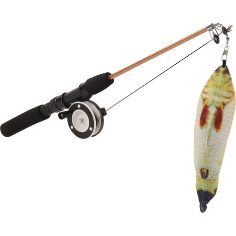Baguette de pêche interactive rétractable pour chat avec poisson factice (canne à pêche à la carpe) (1/5)