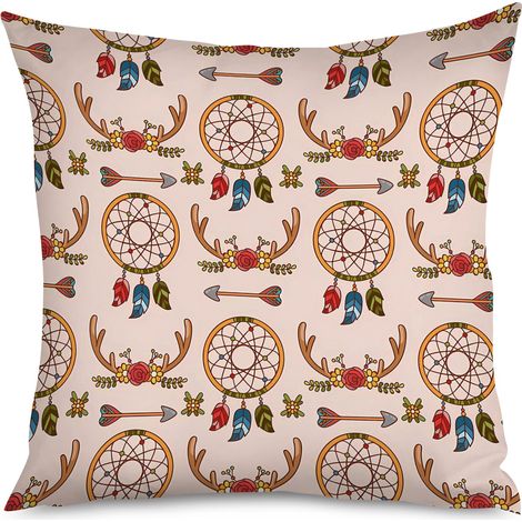 Housse de Coussin décoratif motif tribal bohème, 40x40 cm (1/5)