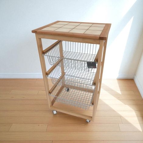 Carrello da cucina portafrutta con 3 cestelli senza base NATURALE (1/2)