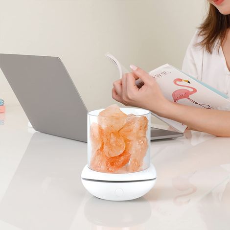Lampe de sel en cristal de sel, veilleuse, diffuseur d'arômes USB, lampe de sel colorée, diffuseur d'huiles essentielles pour le bureau, le yoga et la chambre. (1/5)
