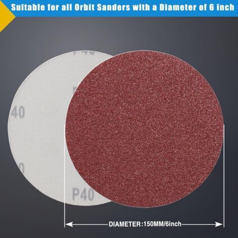 Disques Abrasifs 150mm Grain 80 Papier Poncer 50 Pièces no Trous Disque Poncage pour Ponceuse Excentrique (1/3)