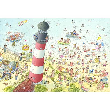 Papier peint panoramique plage pour enfant | Tapisserie panoramique originale pour enfant | Papier peint panoramique océan pour chambre enfant - 267 x 400 cm (4 pièces) (1/2)