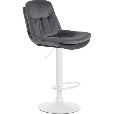 Barhocker Laurel Samt dunkelgrau Metall matt weiss (1/5)