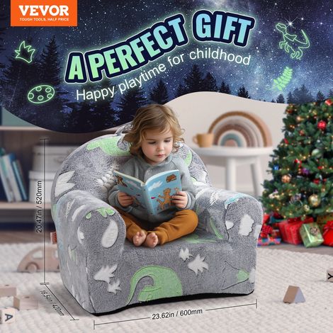 Fauteuil pour enfants avec éponge 25D haute densité, canapé pour enfants, housse douce en tissu phosphorescent, sofa pour tout-petits, meuble d’enfants pour se reposer, chambre à coucher, gris (1/5)