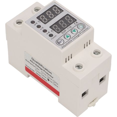 Dispositif de protection contre les surtensions et les sous-tensions, limiteur de courant, temporisateur réglable, intelligent, auto-réinitialisable, AC220V 63A (surintensité de 1 à 63A) (1/5)