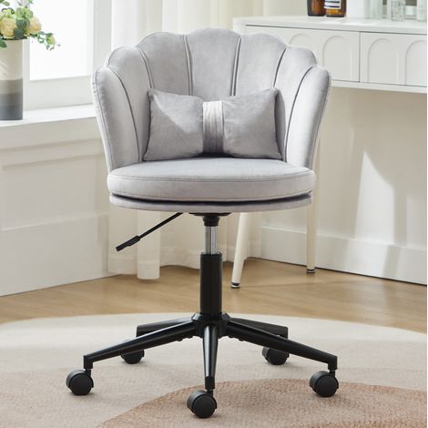 Fauteuil salon pivotant velours gris réglable 55 cm OKMYHOME (1/5)