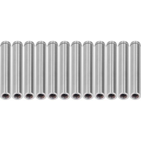 Packung mit 12 Edelstahl-Distanzschrauben, Werbenägeln, Gewindeeinsätzen, Befestigungsset 19x120 mm (1/5)