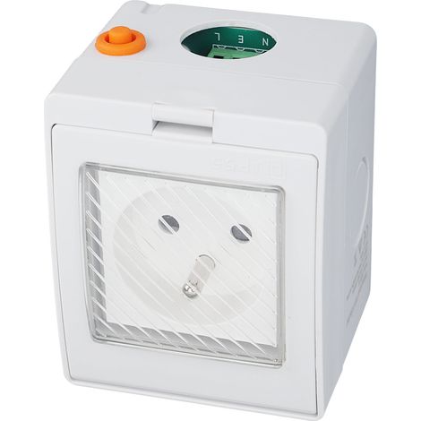Prise connectée Wi-Fi en plastique PC-ABS, étanche avec indice de protection IP55, télécommande via application, adaptée à une utilisation en salle de bain et en extérieur, 100 à 240 V, SN55 FR (fiche (1/5)