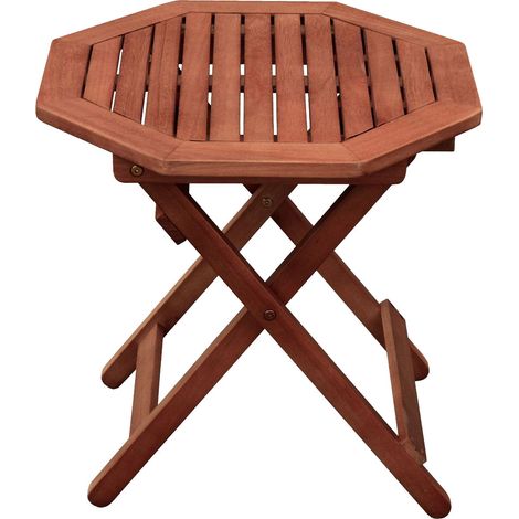 Kleiner Gartentisch Holz Beistelltisch Balkontisch klein rund, klappbar Eukalyptus 100% FSC geölt, DxH 50x50 cm (1/5)