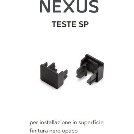 CONFEZIONE 2 TAPPI DI CHIUSURA NERO OPACO PER PROFILO LED NEXUS DOMUS LINE OFFERTA