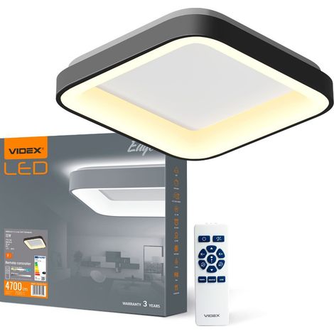 Eckige Deckenleuchte schwarz mit Fernbedienung 72W 7500lm 2700K/6000K 45 cm Videx