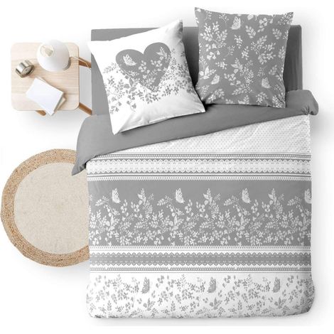 Housse de couette 220x240 cm + taies - Gris - Gris (1/5)