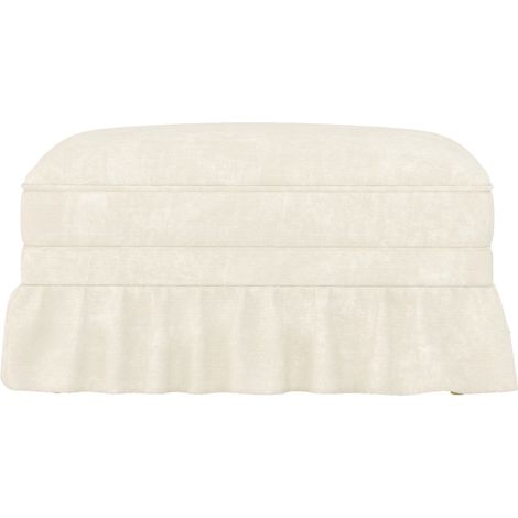 Pouf Windsor en tissu chenille blanc avec fils argentés (1/5)
