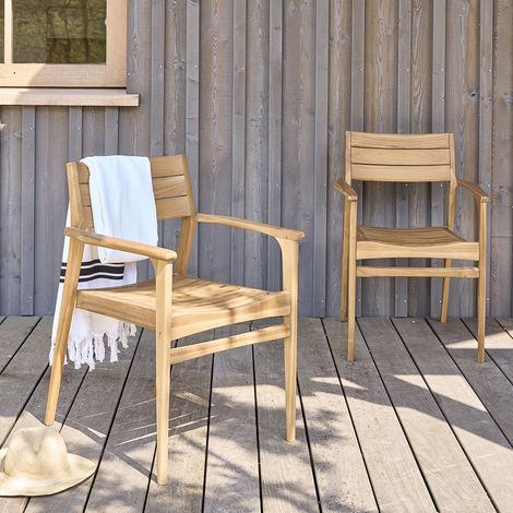 Lot de 2 fauteuils de jardin en teck massif (1/5)