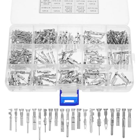 Kit de eurs de Bornes Automobiles 21 Types de Broches 290pcs 6 Tailles en Alliage Argenté Installation Facile pour Câbles Électriques Voiture (1/5)