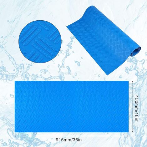 Tapis Échelle Piscine, 1,5 mm d'Épaisseur Tapis d'Échelle de Piscine Marchepied Antidérapant pour Piscine Hors Sol et Creusée (Bleu, 18 x 36 Pouces/ 45 x 91,5 cm) (1/5)