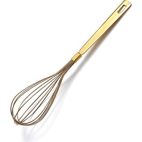 Fouet en or, fouet pour la cuisson avec placage à l'or en titane, fouets ballon en acier inoxydable, ensemble de fouets en fil de cuisine robuste pour la cuisson, le mélange (1/5)