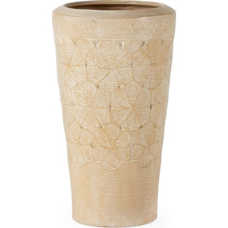 Cache pot terre cuite crème lavante finition artisanale élégante - crème lavante terre cuite naturelle (1/4)