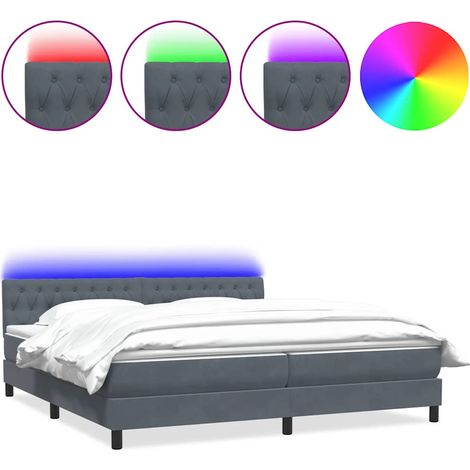 Maison Exclusive - Boxspringbett mit Matratze & LED Dunkelgrau 18