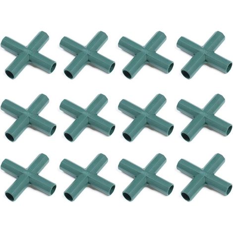 Lot de 12 connecteurs robustes en PVC pour cadre de serre 4 voies 16 mm